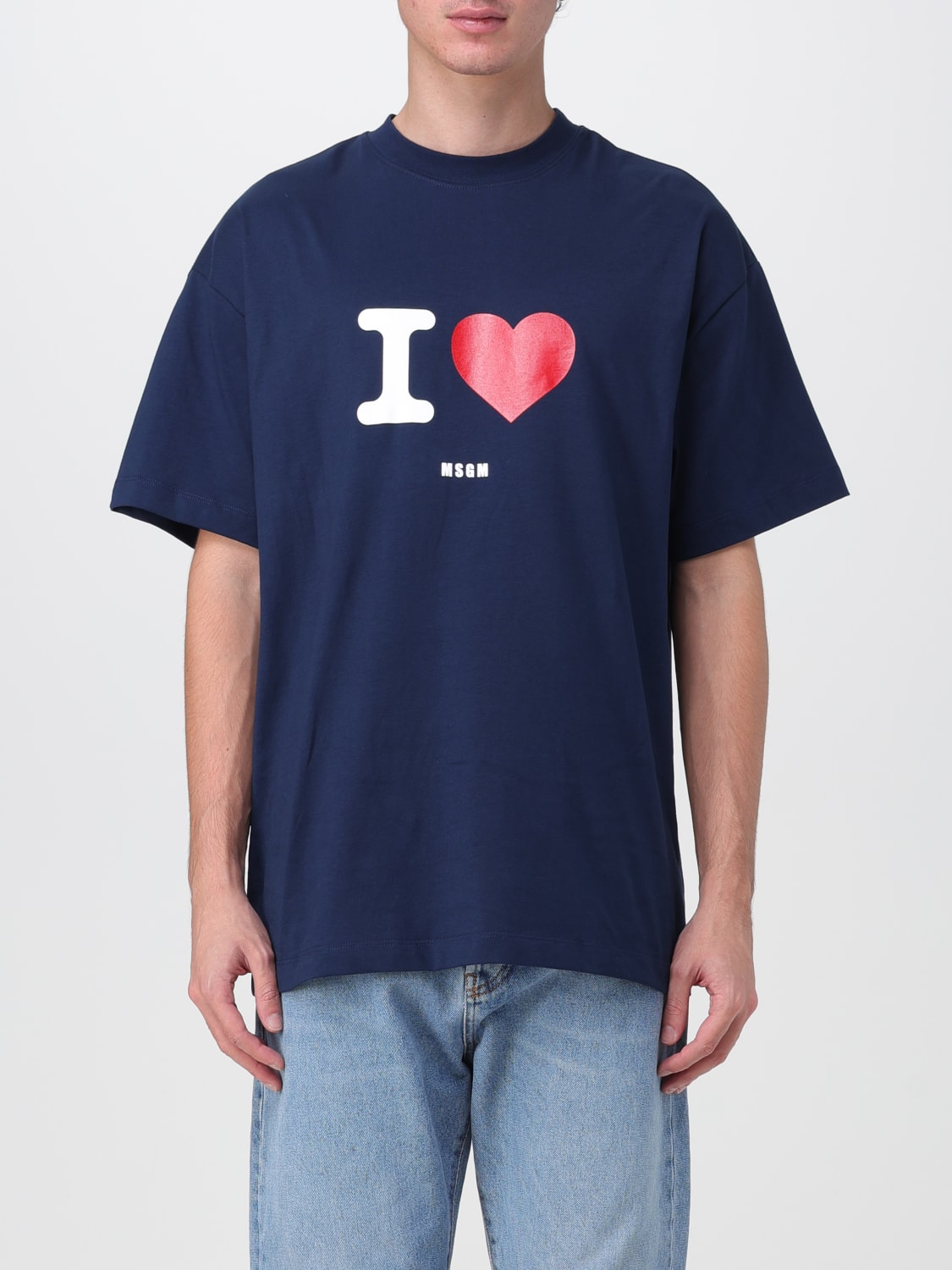 MSGM: cotton t-shirt - Navy | MSGM t-shirt 3540MM153237798 online