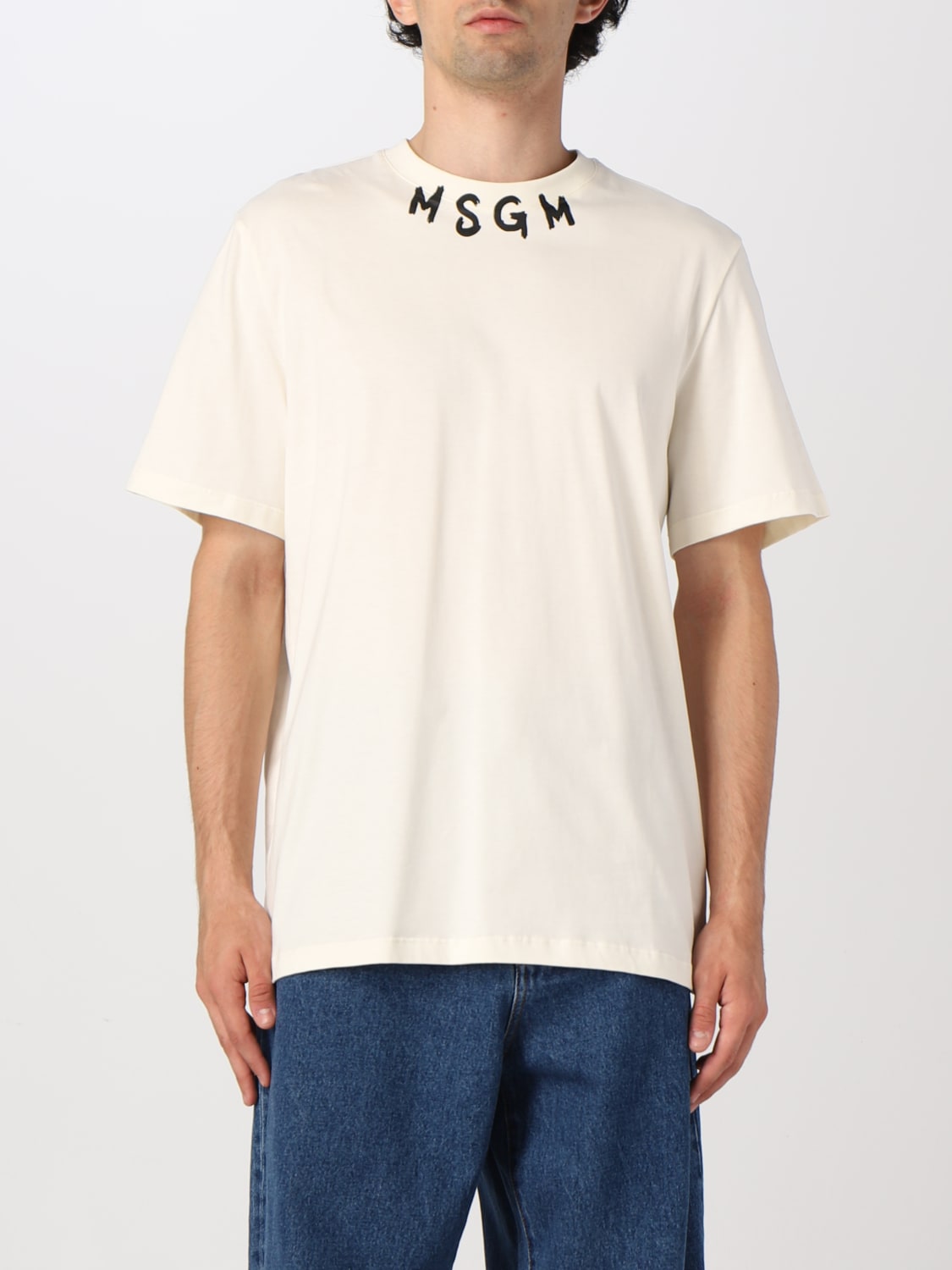 MSGM: cotton t-shirt with logo print - White | MSGM t-shirt