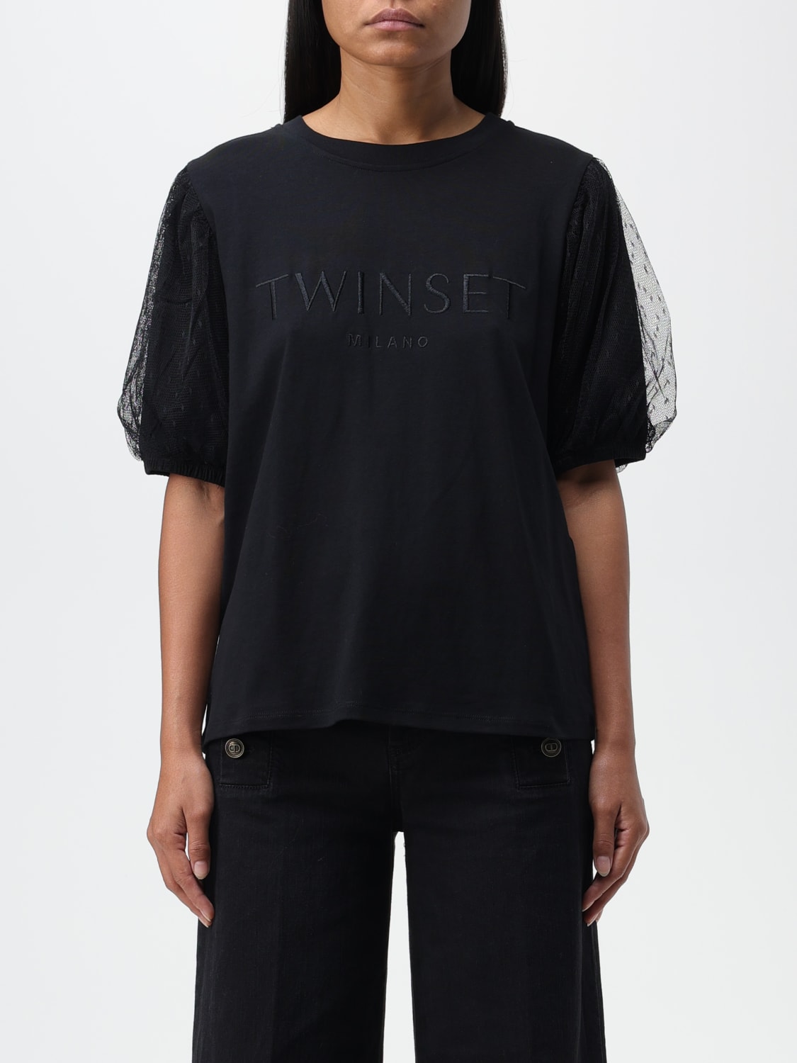 TWINSET: t-shirt for woman - Black  Twinset t-shirt 232TT2380 online at