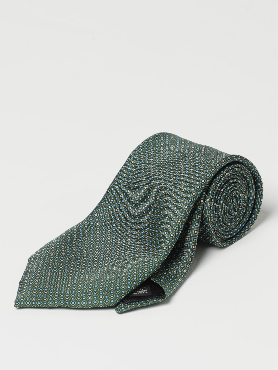 ZEGNA: silk tie with all-over geometric pattern - Green | Zegna