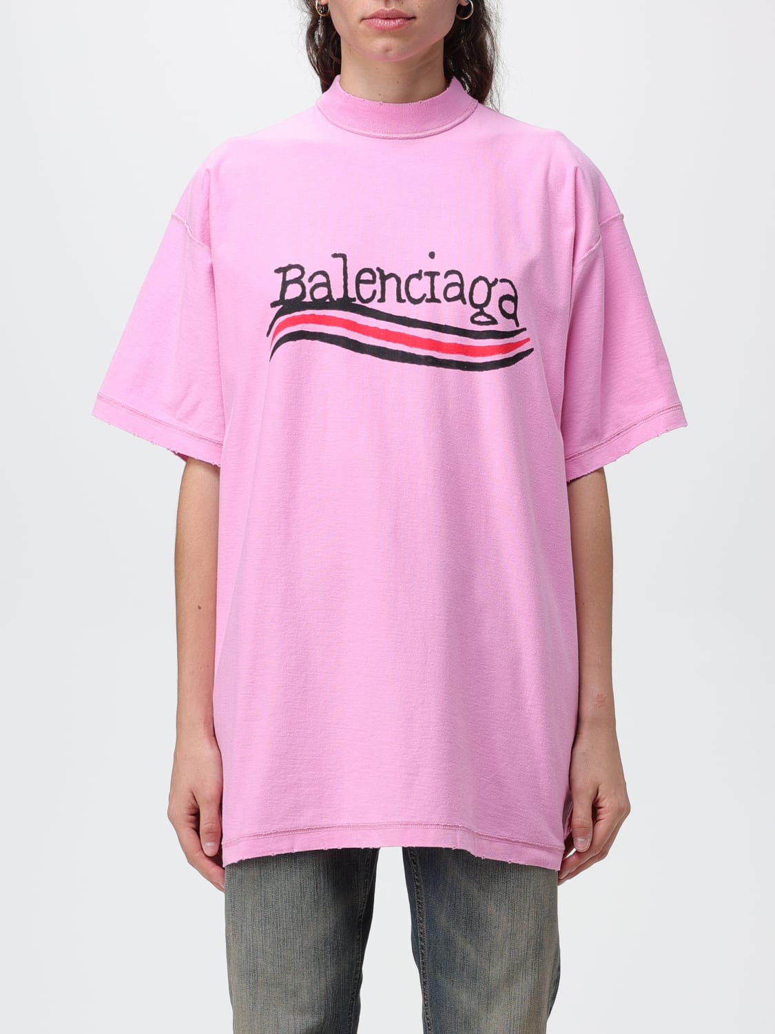 バレンシアガ BALENCIAGA グレー　ピンク　Tシャツ