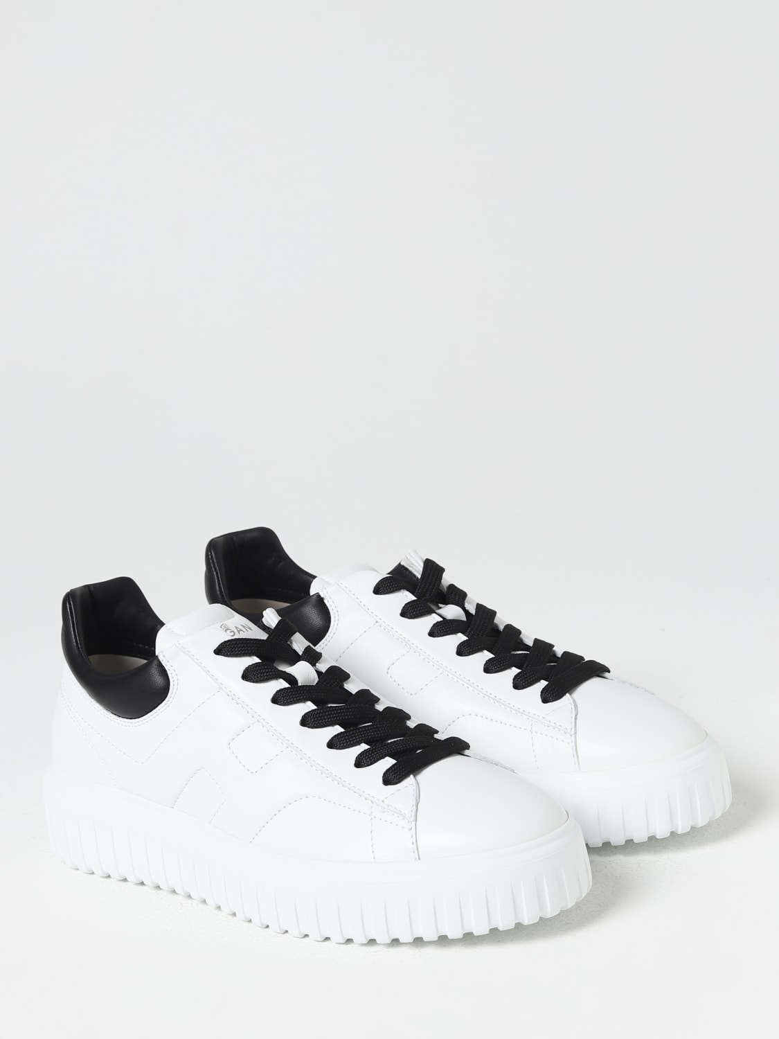 HOGAN: H-Stripes sneakers in leather with logo - White | Hogan sneakers ...