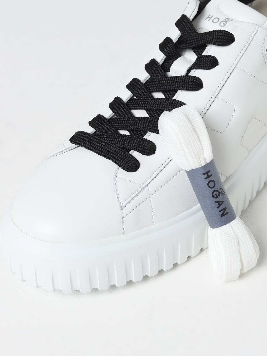 HOGAN: H-Stripes sneakers in leather with logo - White | Hogan sneakers ...