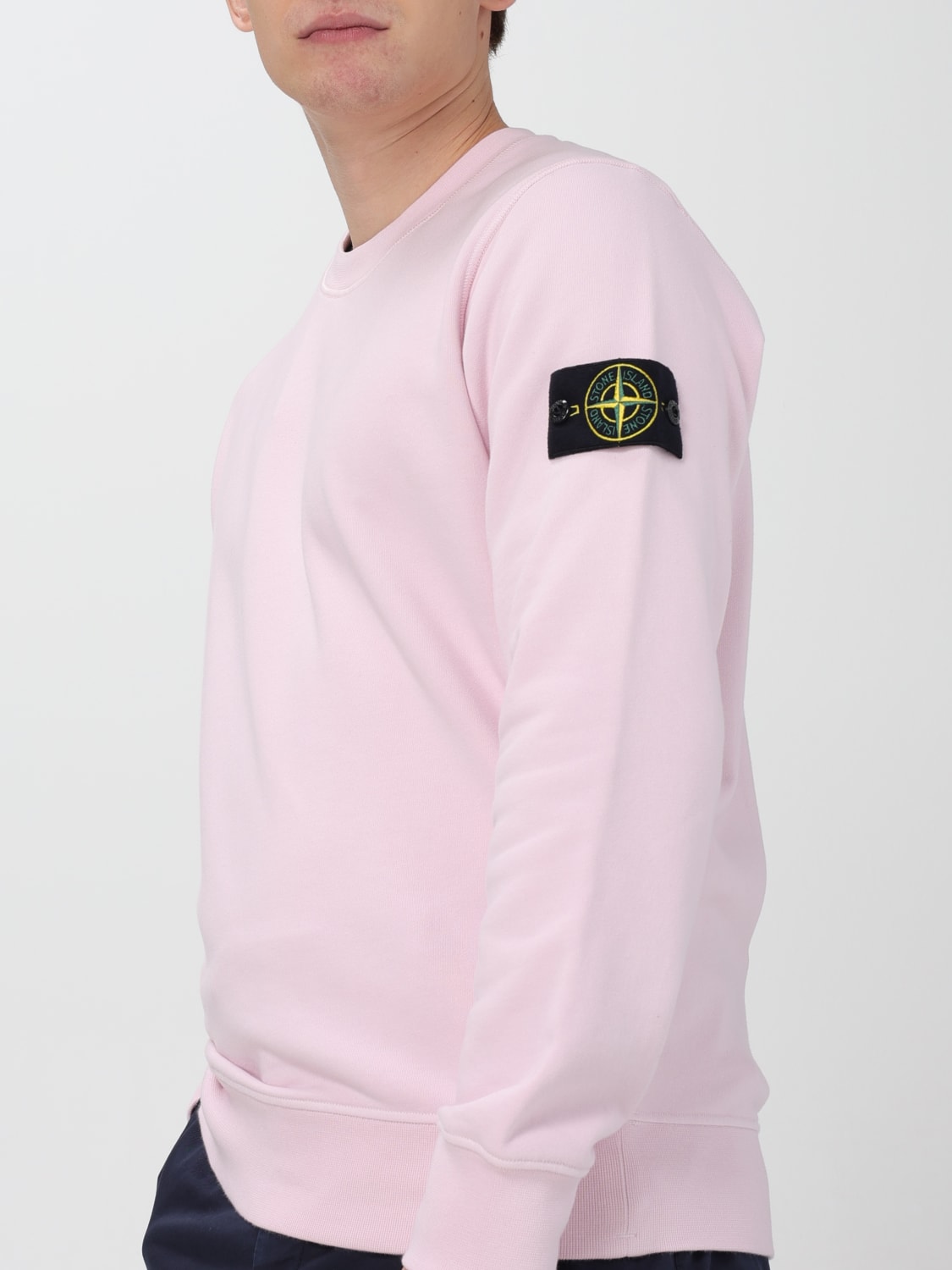 Mens pink stone island 2025 sweatshirt