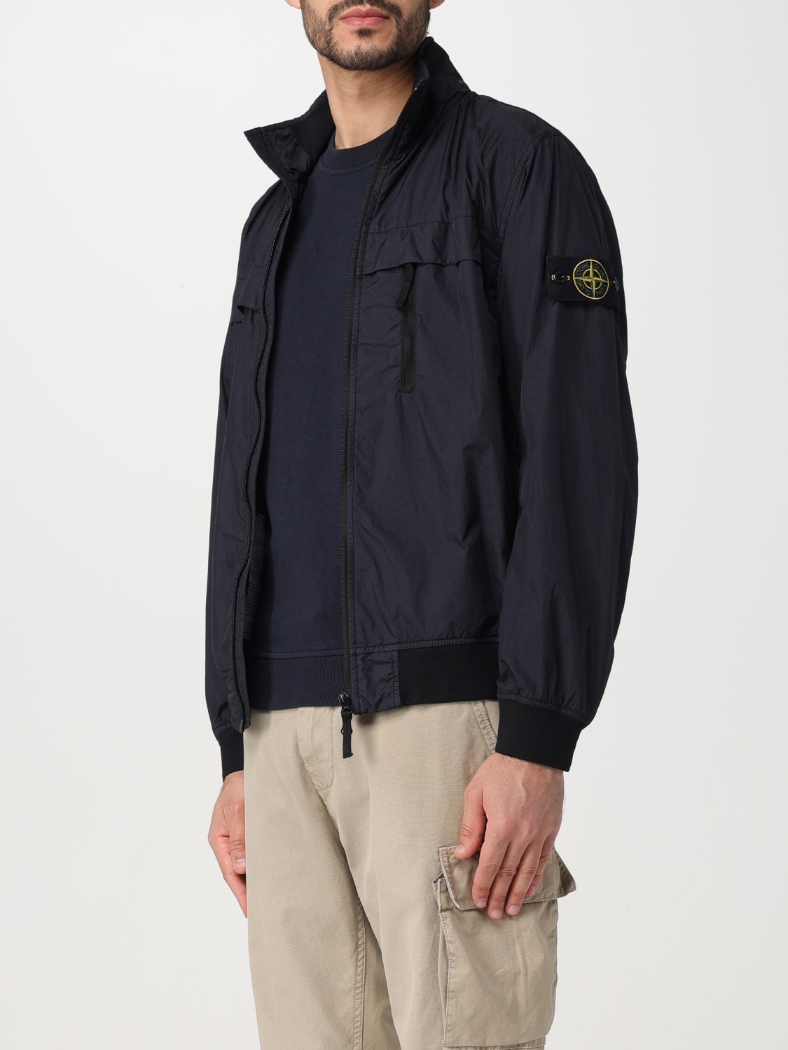 Stone island blue jacket on sale mens