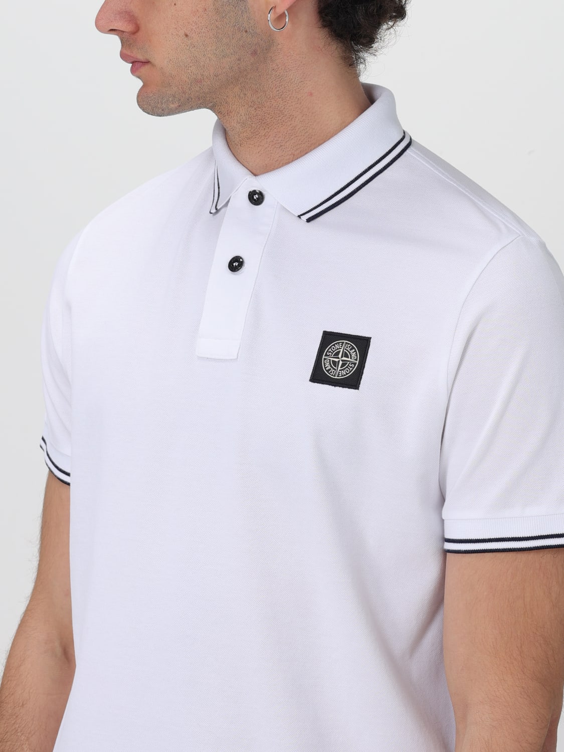 Mens white stone island on sale polo