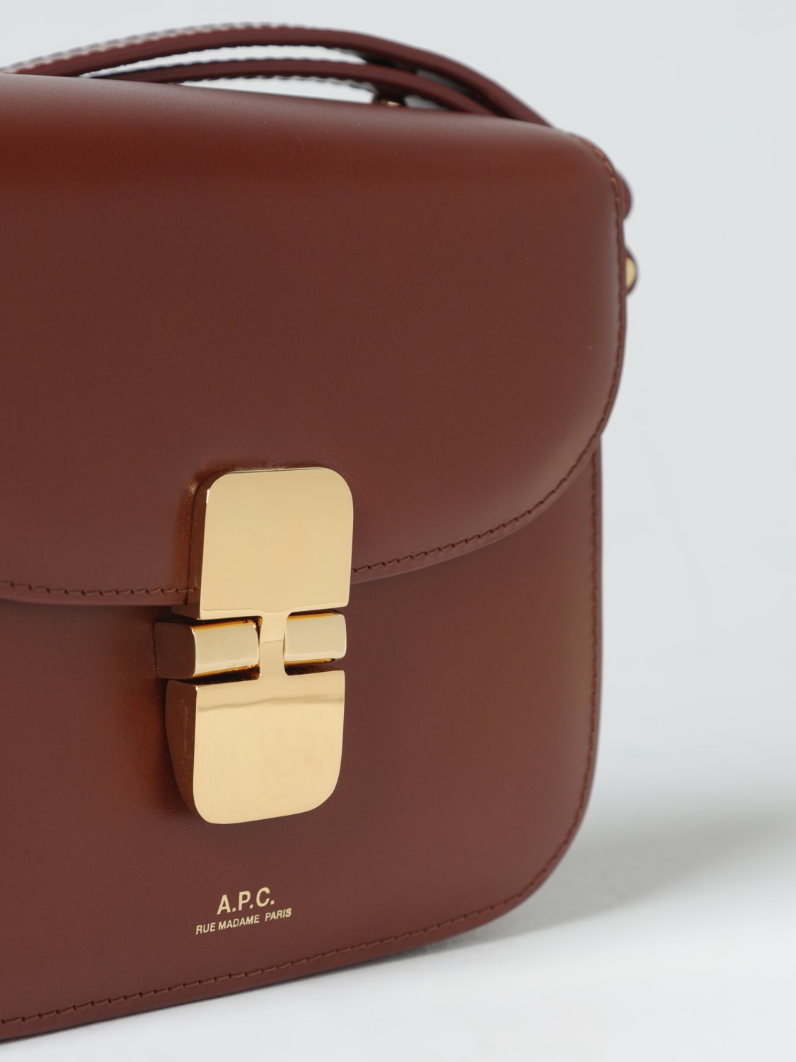 A.P.C. Grace bag in leather with logo Brown A.p.c. mini bag