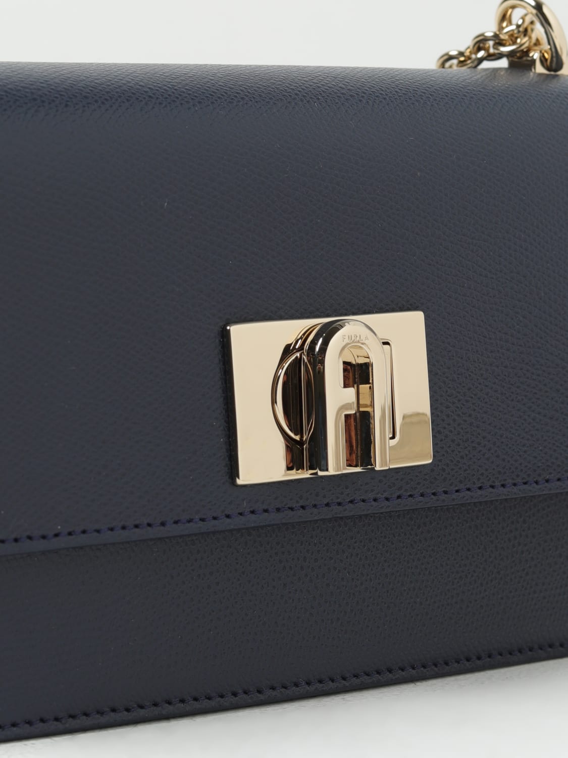 FURLA 1927 bag in grained leather Blue Furla mini bag