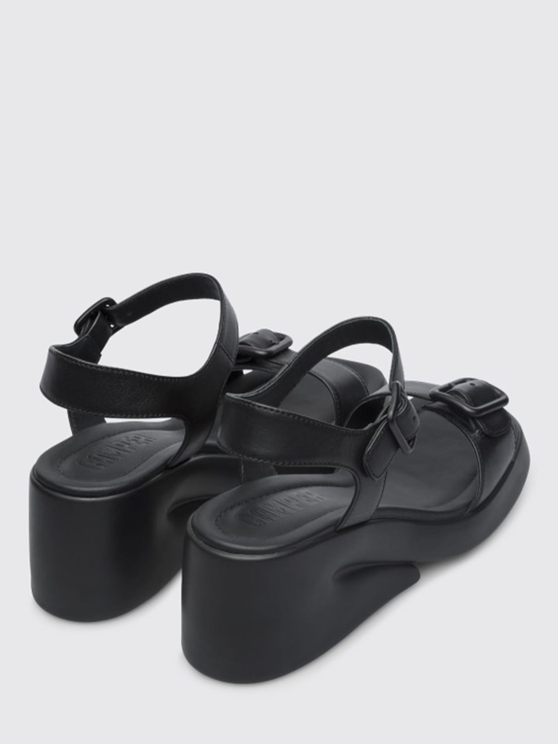 Camper Outlet: Kaah leather sandals - Black | Camper wedge shoes