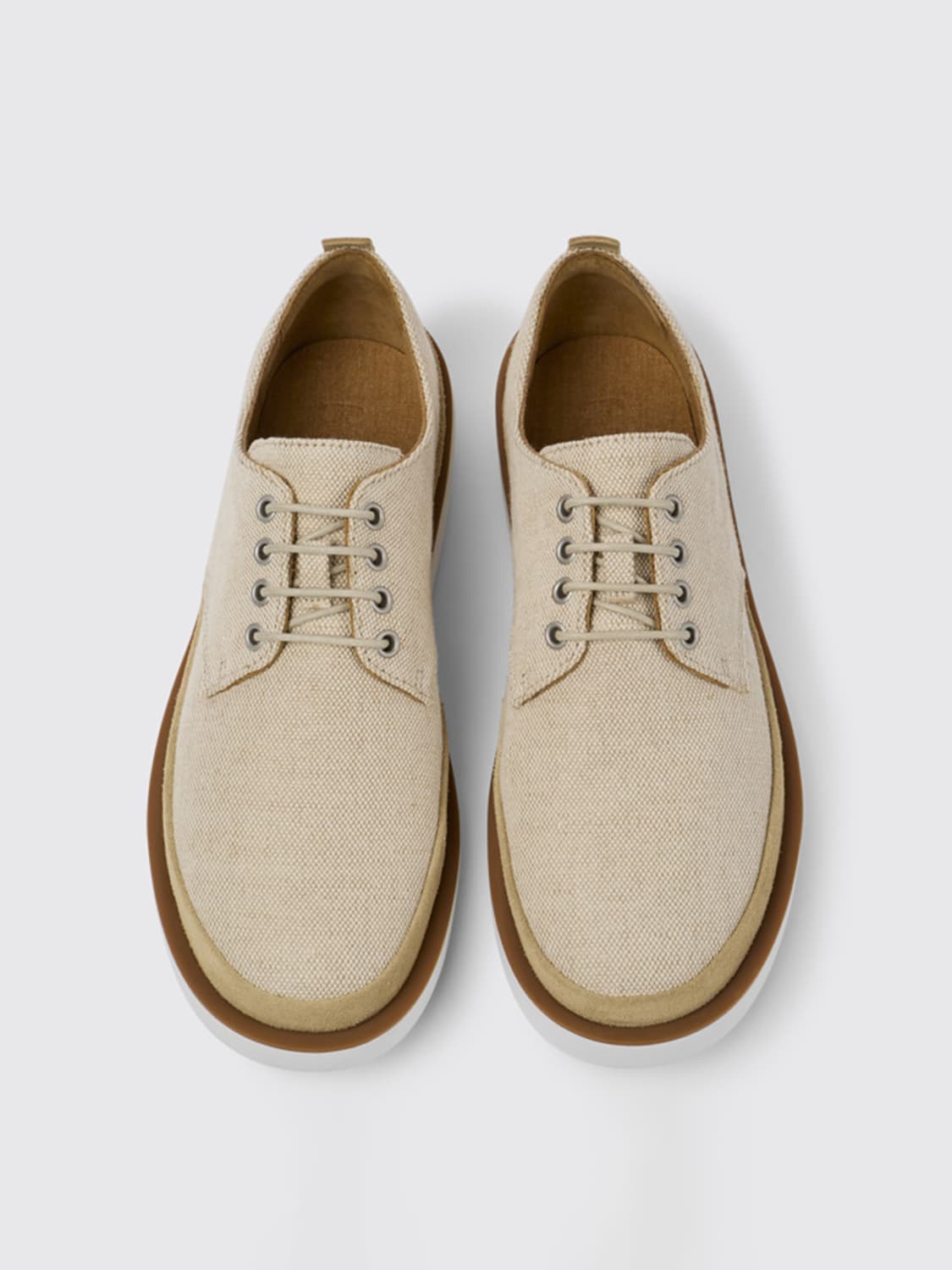 Camper Outlet: Wagon shoes in calfskin and hemp - Beige | Camper brogue ...