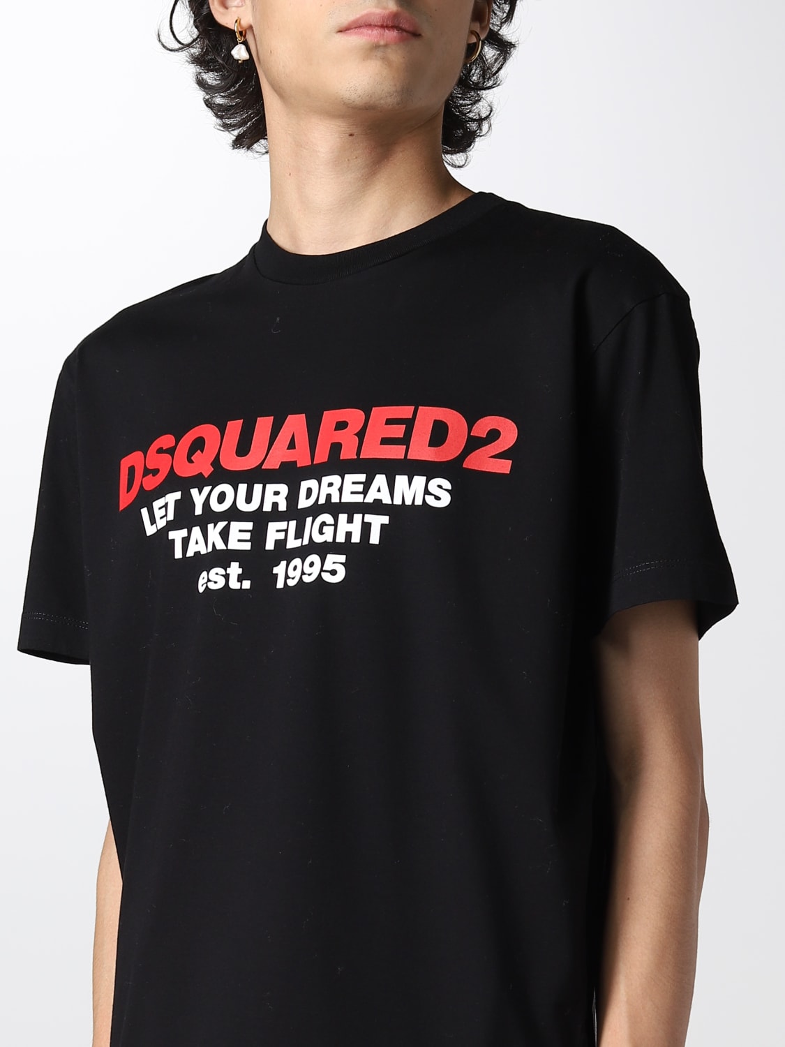 Dsquared2 Outlet: cotton T-shirt - Black  Dsquared2 t-shirt  S71GD1058S23009 online at