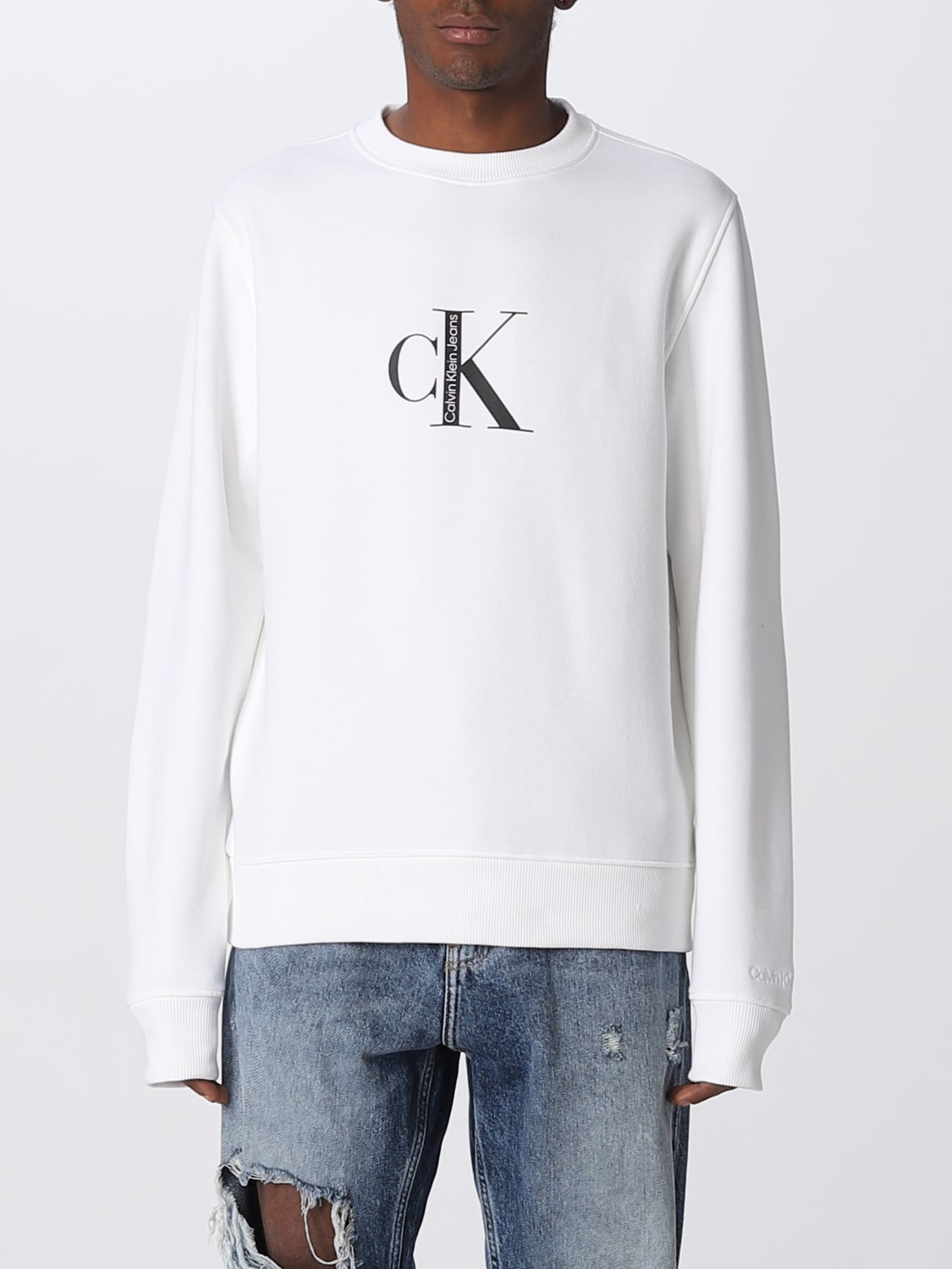 Calvin Klein Jeans Outlet: Calvin Klein CK crewneck sweatshirt - White | Calvin  Klein Jeans sweatshirt J30J321900 online at | V-Shirts