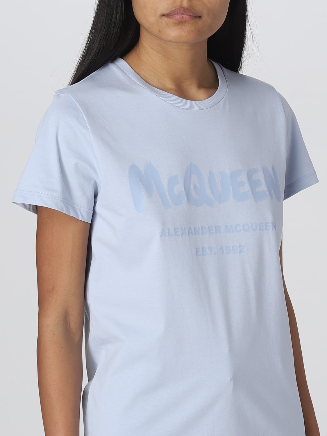 Alexander Mcqueen Outlet T shirt femme Bleu T Shirt Alexander