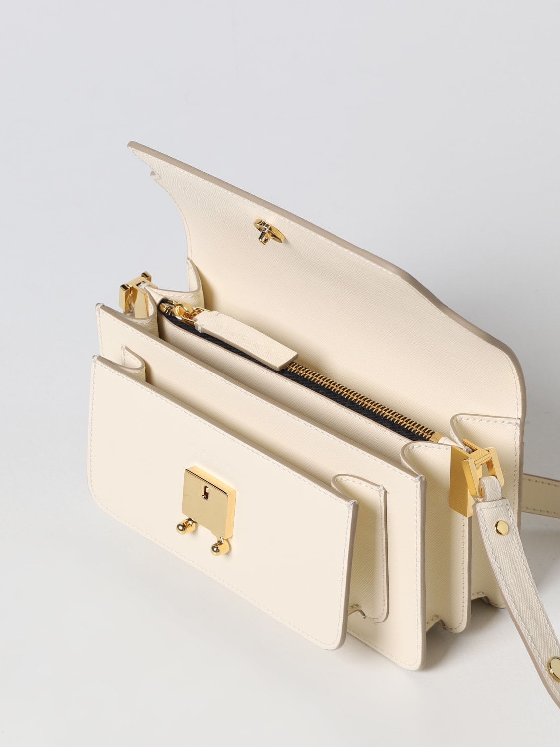 Marni Outlet Trunk bag in saffiano leather White Marni