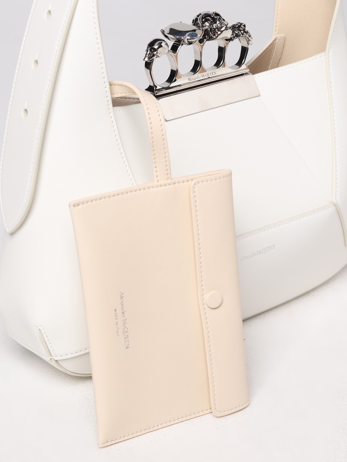 ALEXANDER MCQUEEN: leather bag - Ivory | Alexander Mcqueen