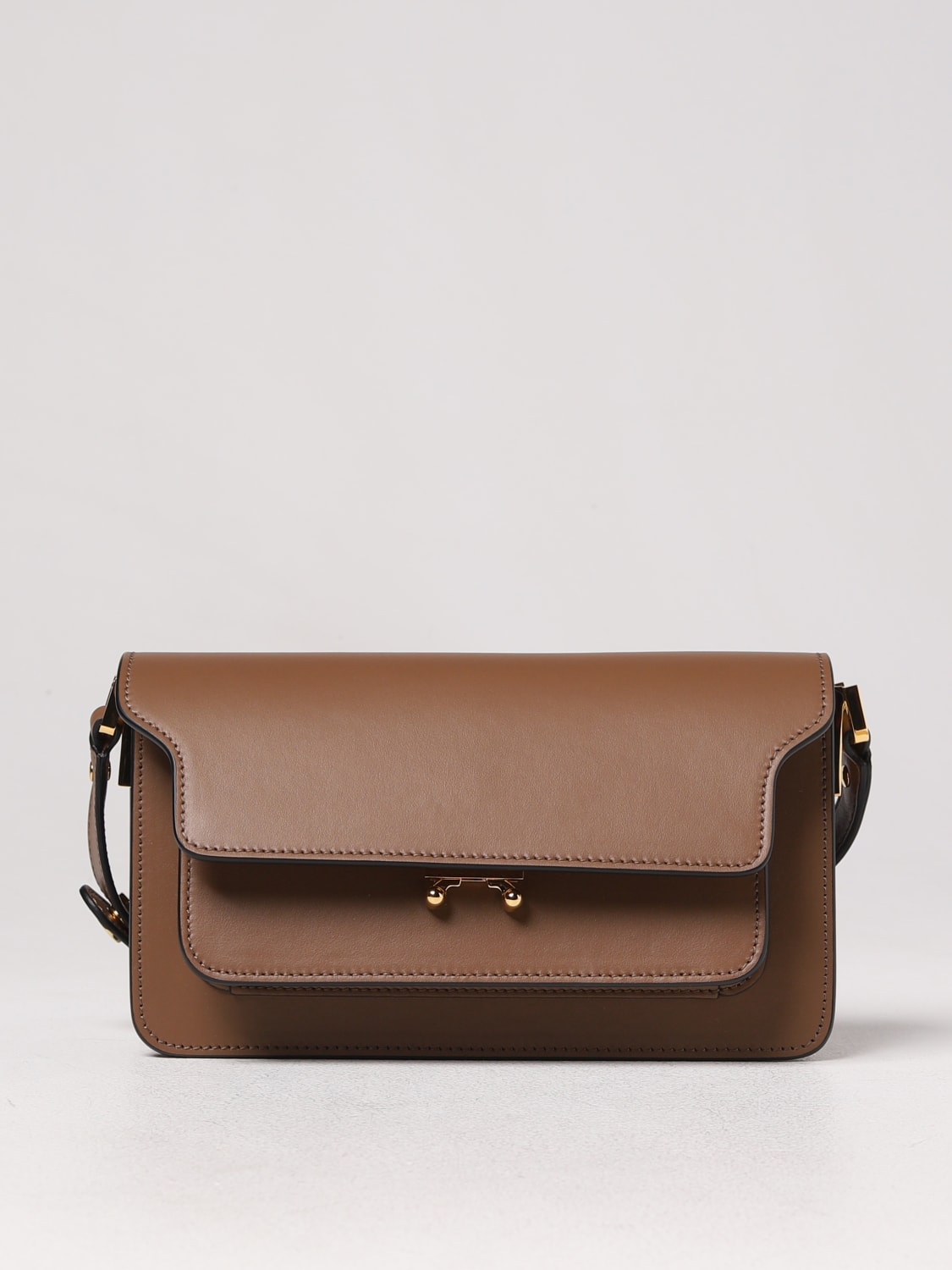 MARNI: Trunk bag in leather - Brown | Marni shoulder bag