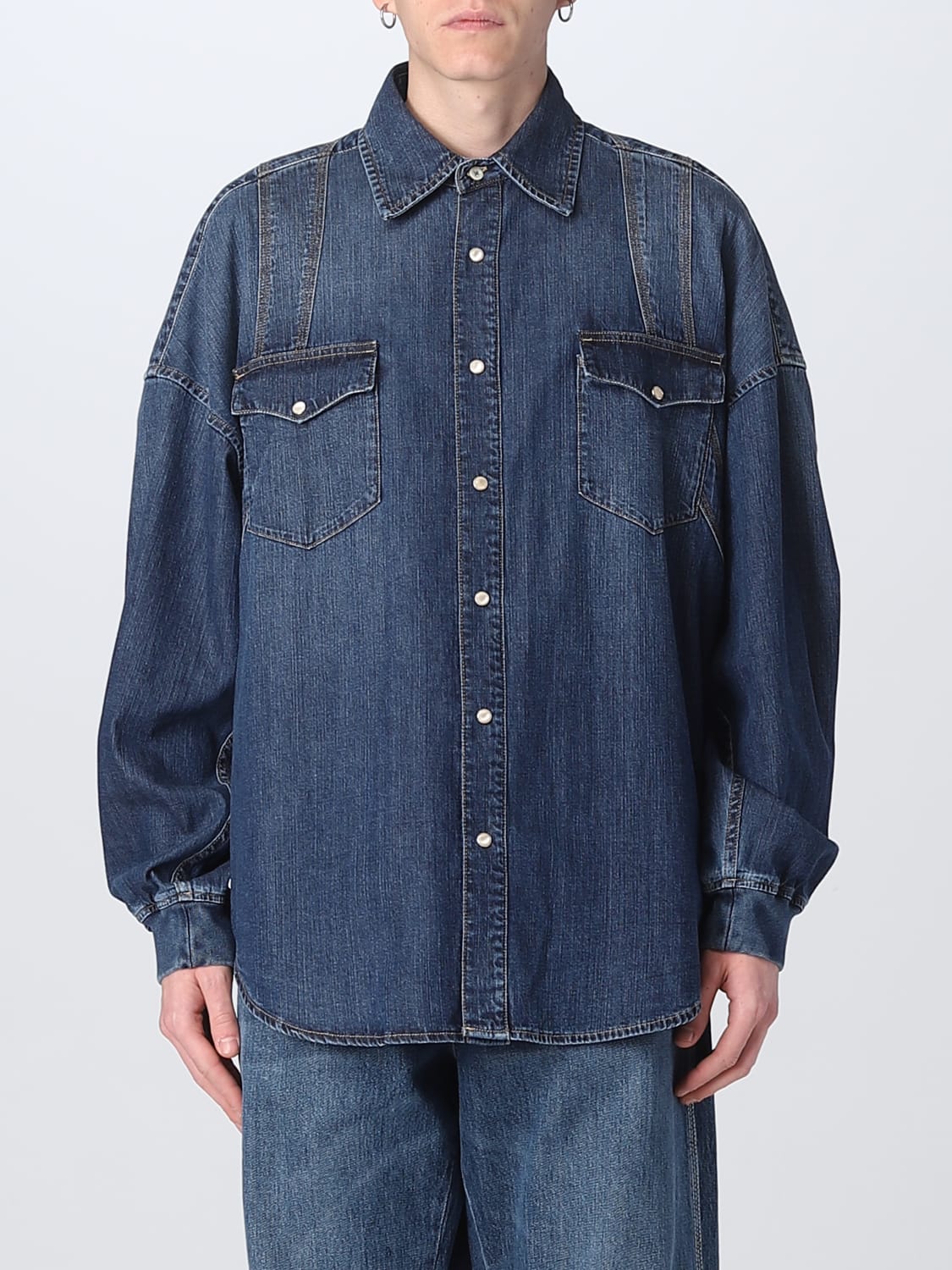 Alexander Mcqueen Outlet: denim overshirt - Blue | Alexander