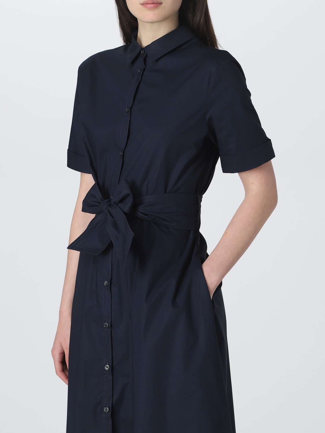 WOOLRICH BELTED POPLIN SHIRT DRESS, Beige Women's Midi Dress