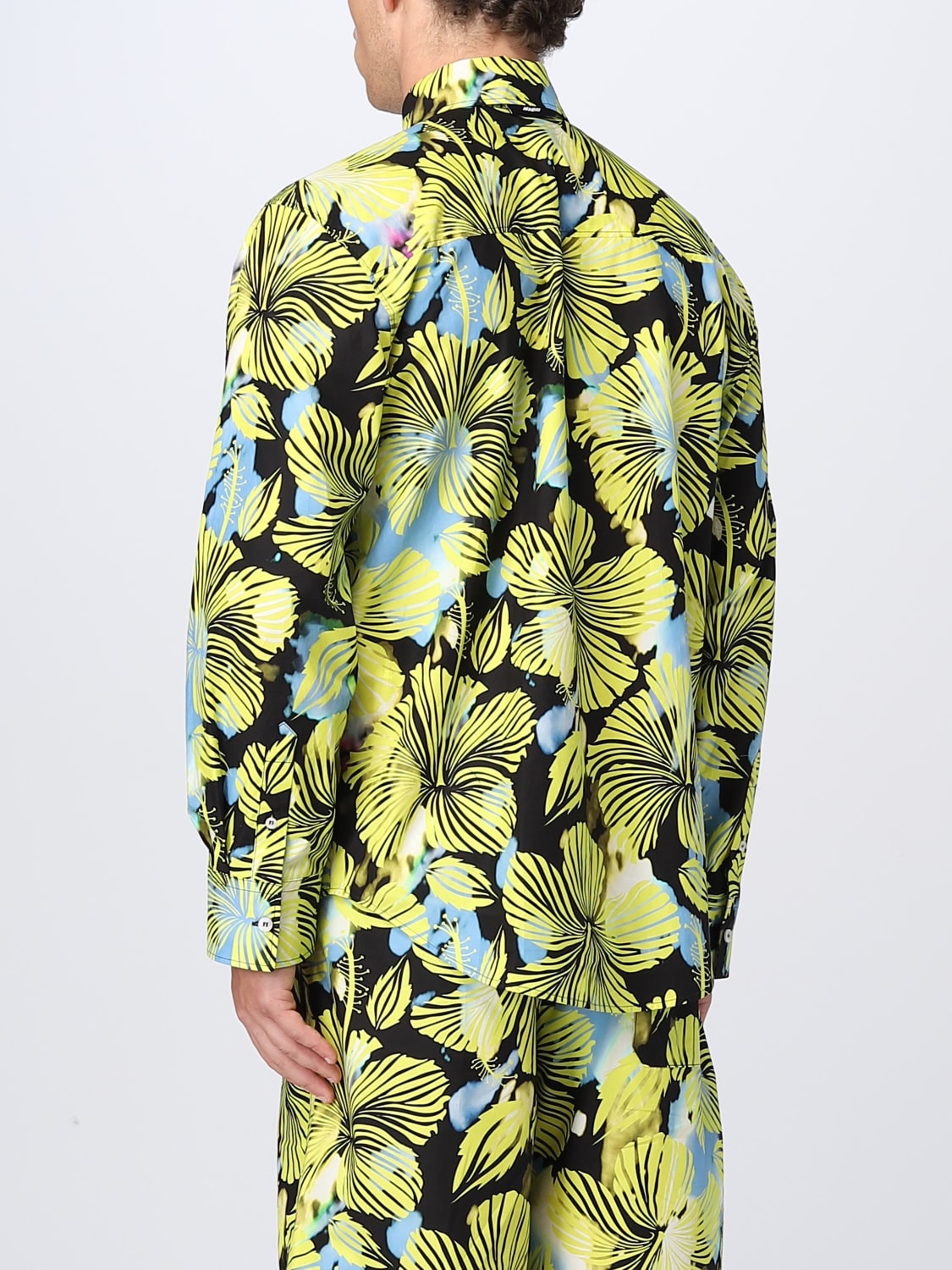 MSGM: shirt in cotton poplin - Yellow | Msgm shirt