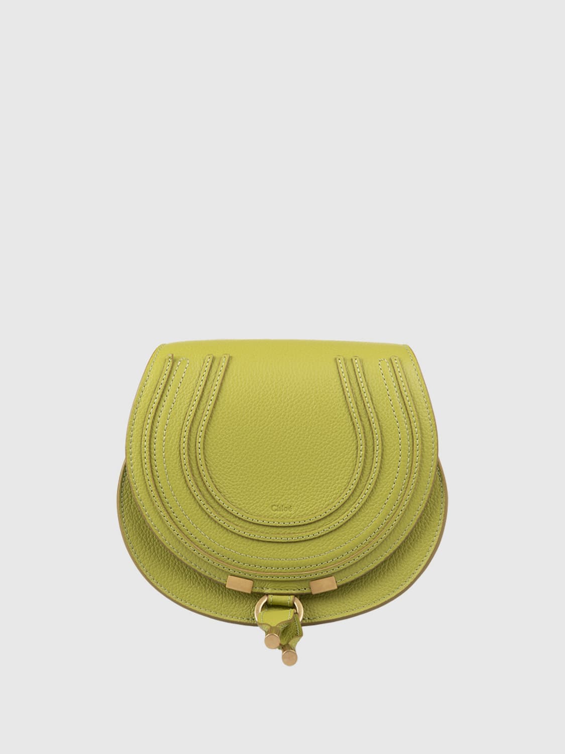 CHLOÉ: Marcie bag in grained leather - Green | Chloé mini bag