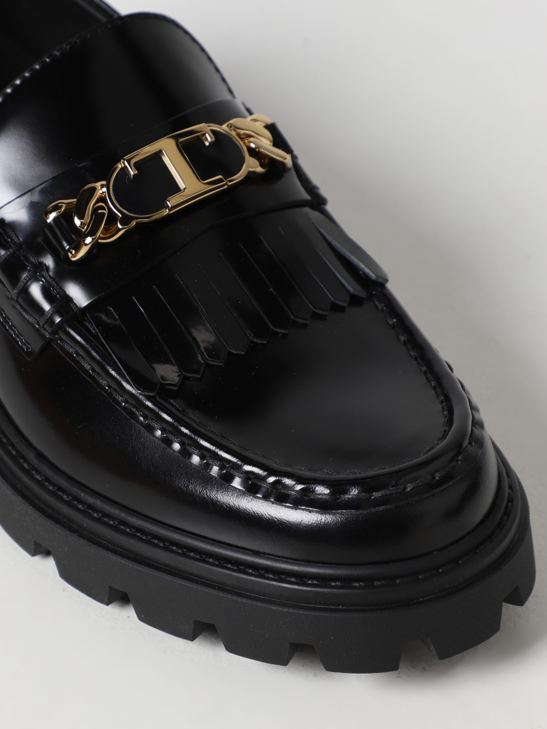 TOD'S: moccasins in brushed leather with application - Black | Tod's ...