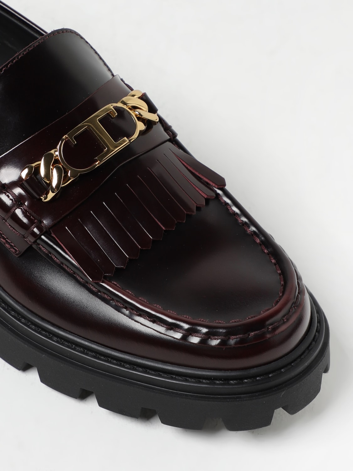 TOD'S: moccasins in brushed leather with application - Burgundy | Tod's ...