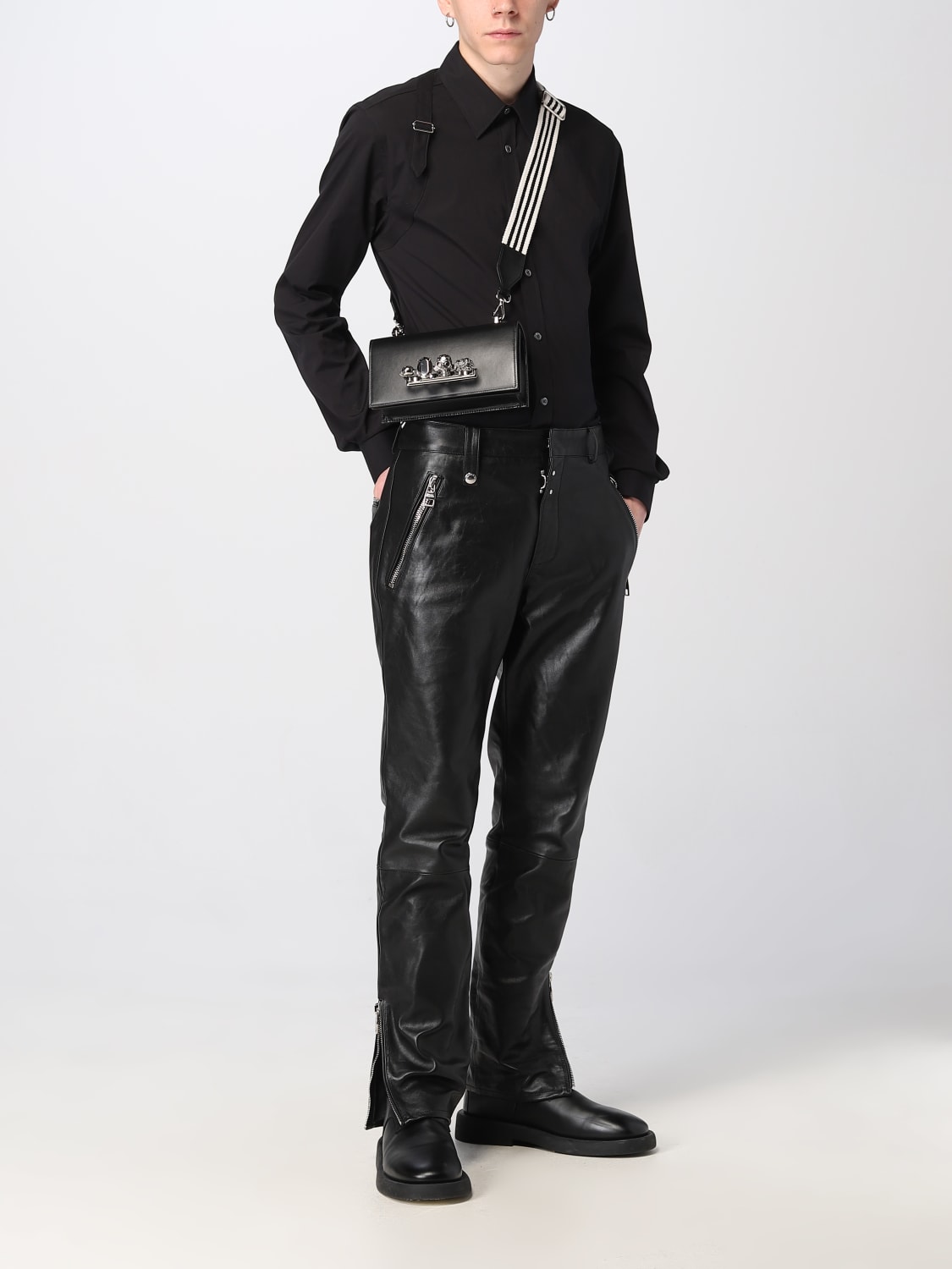 ALEXANDER MCQUEEN: leather pants - Black | Alexander Mcqueen pants