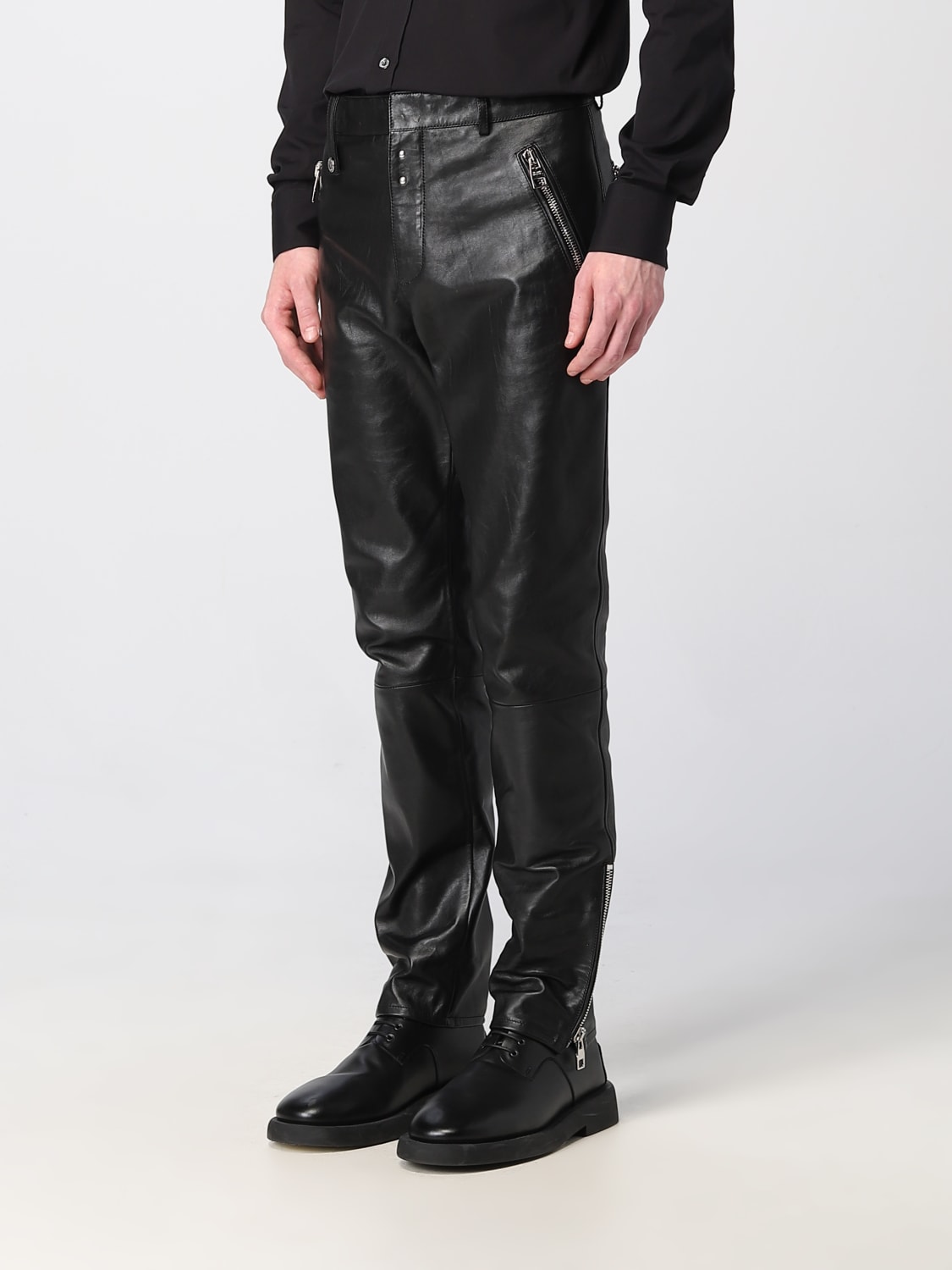 ALEXANDER MCQUEEN: leather pants - Black | Alexander Mcqueen pants