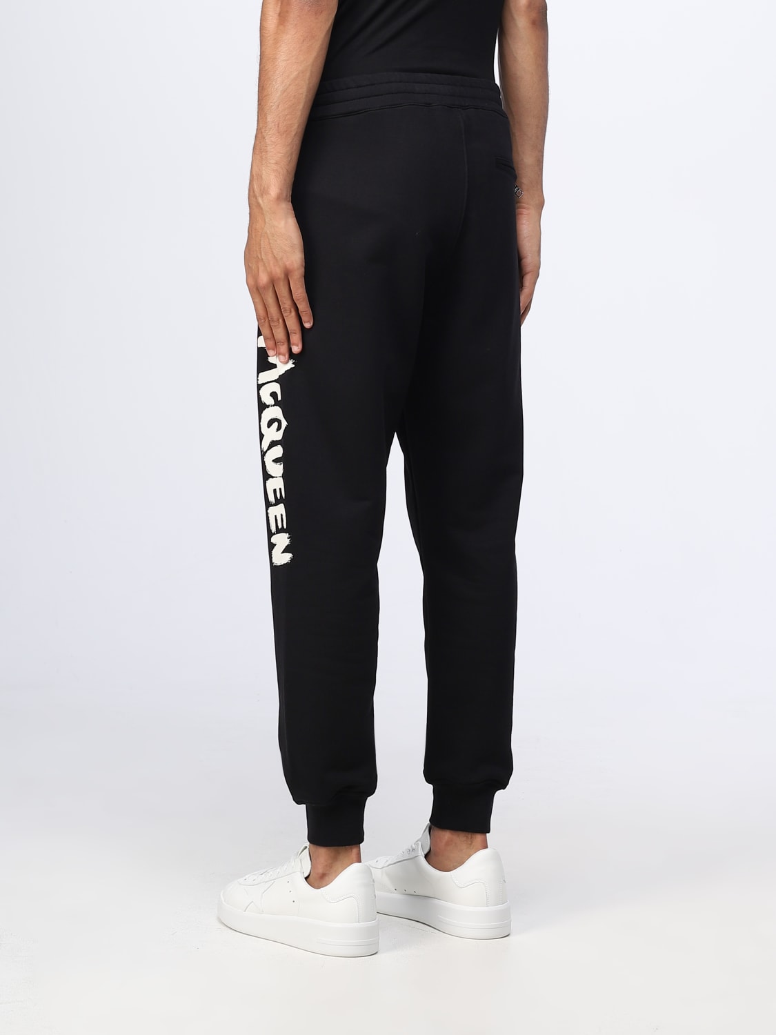 ALEXANDER MCQUEEN: Graffiti pants in cotton - Black | Alexander