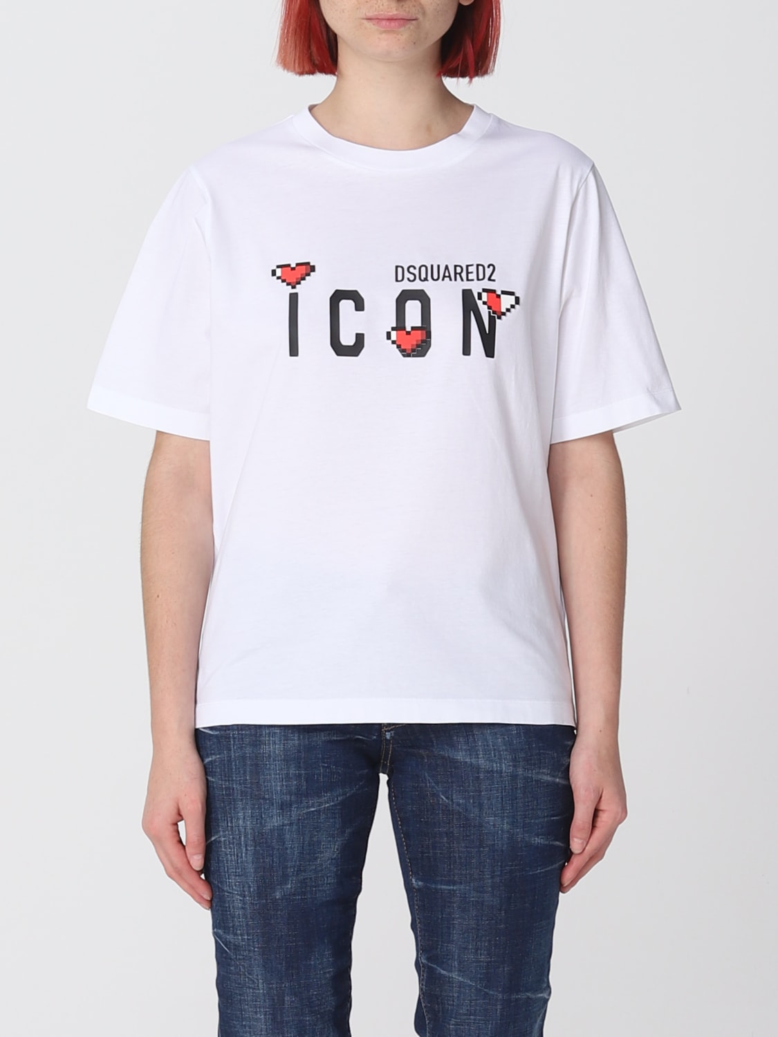 DSQUARED2: Icon T-shirt in cotton - White  Dsquared2 t-shirt  S80GC0059S23009 online at