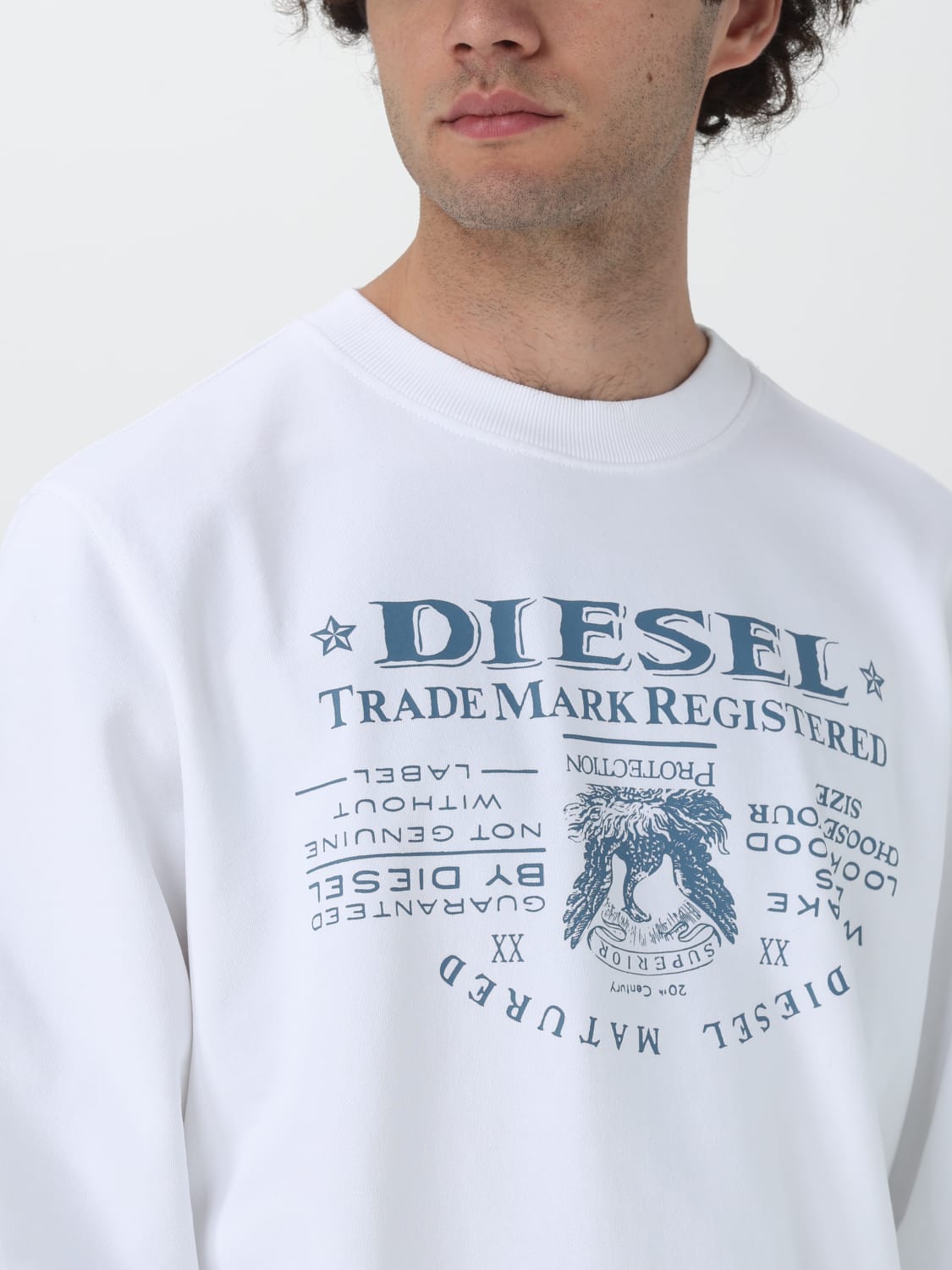 DIESEL sweatshirt in brushed cotton White Diesel sweatshirt