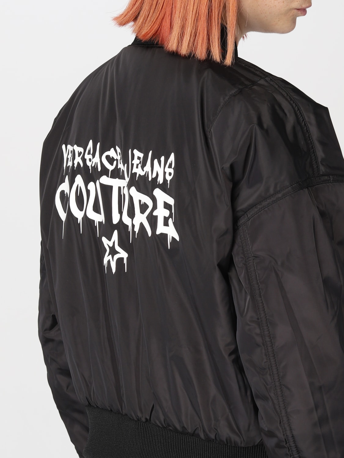 VERSACE JEANS COUTURE: reversible bomber jacket in printed nylon