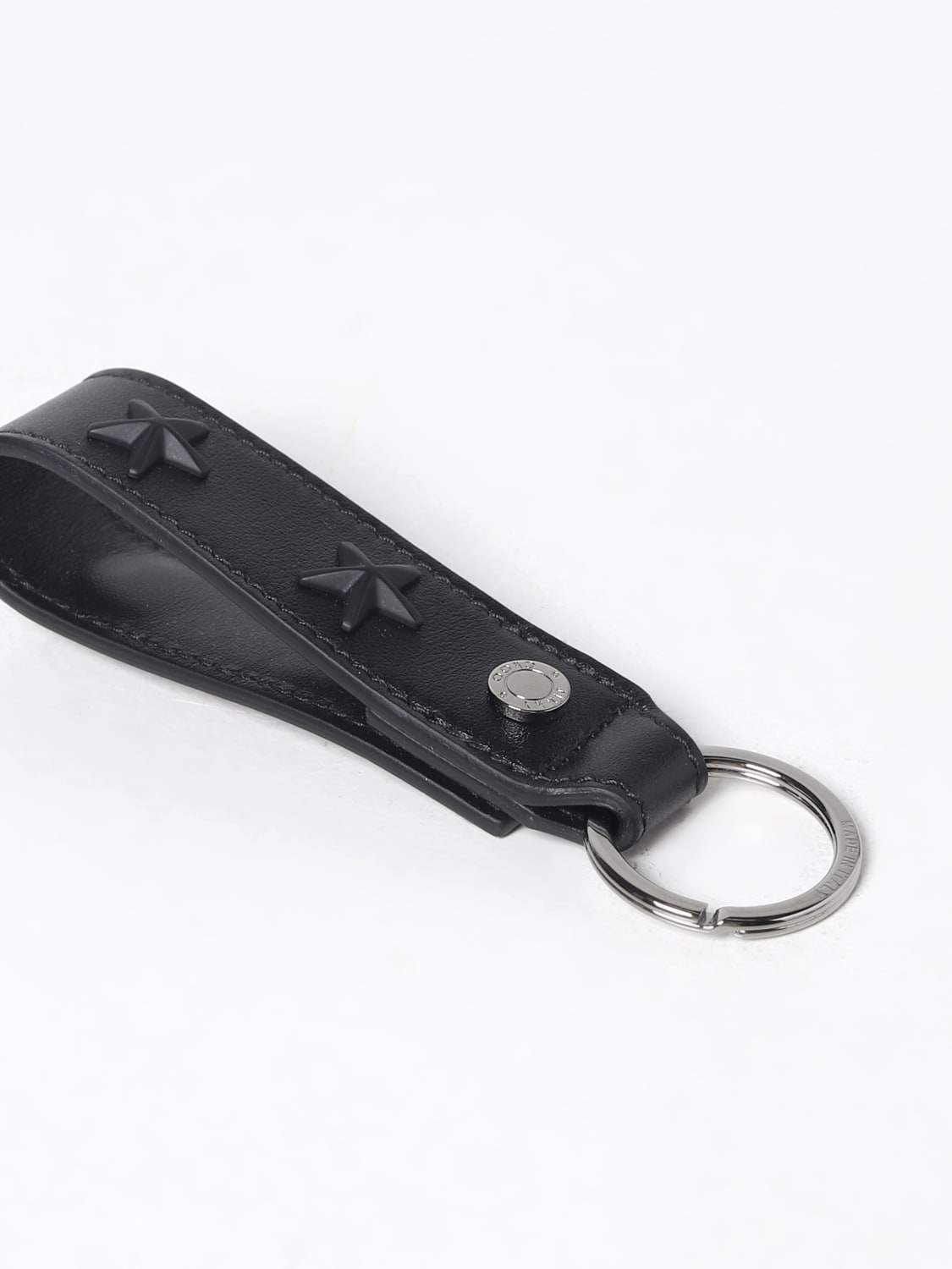 JIMMY CHOO: leather key ring with stars - Black | Jimmy Choo