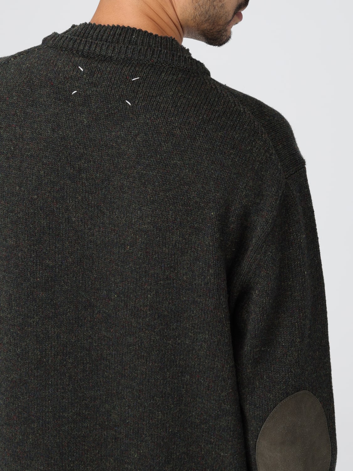 Knitted elbow patch sweater in grey - Maison Margiela