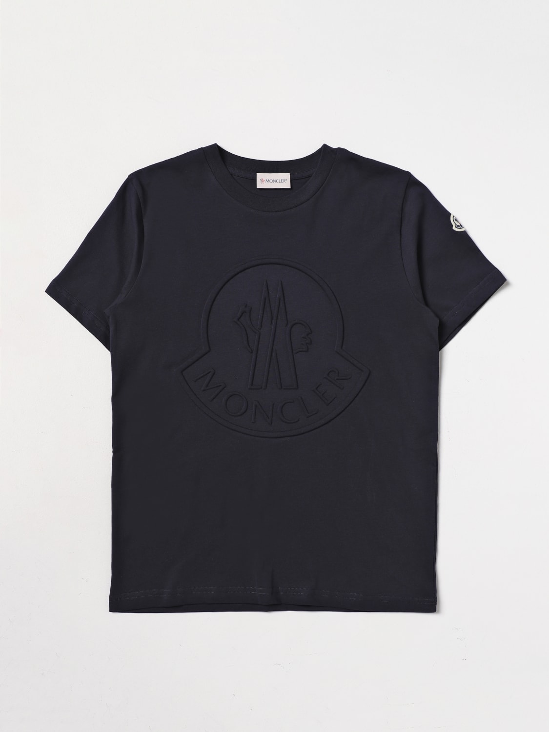 MONCLER: cotton T-shirt - Blue | Moncler t-shirt 8C0001283907