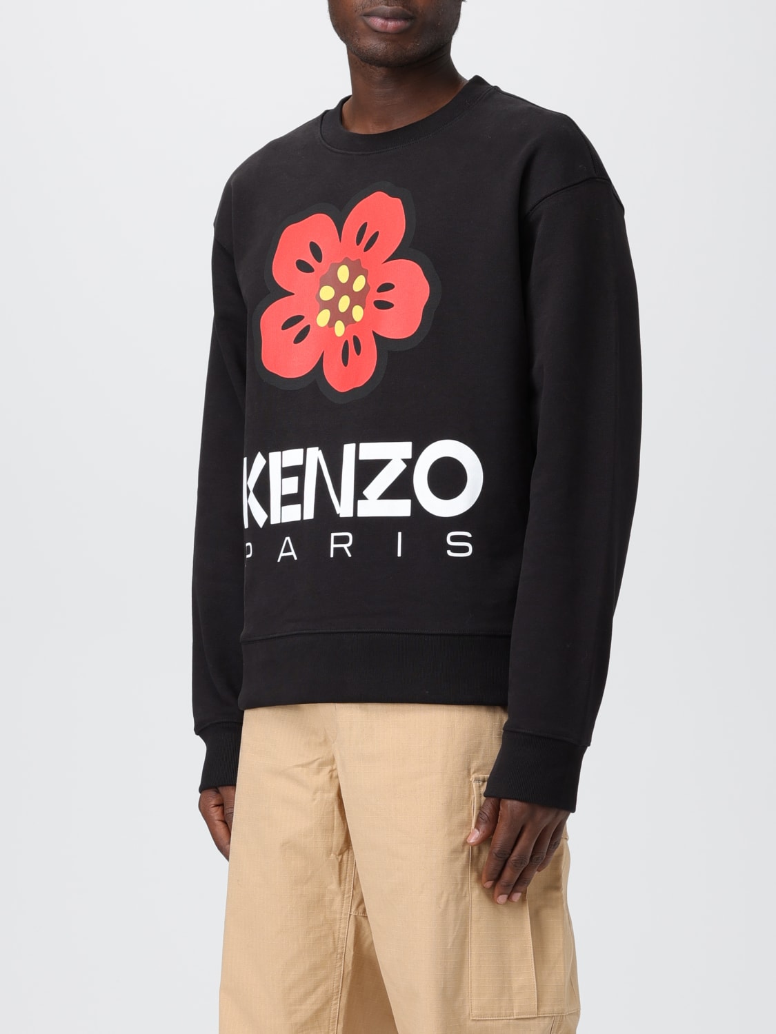 KENZO cotton sweatshirt with logo print Black Kenzo