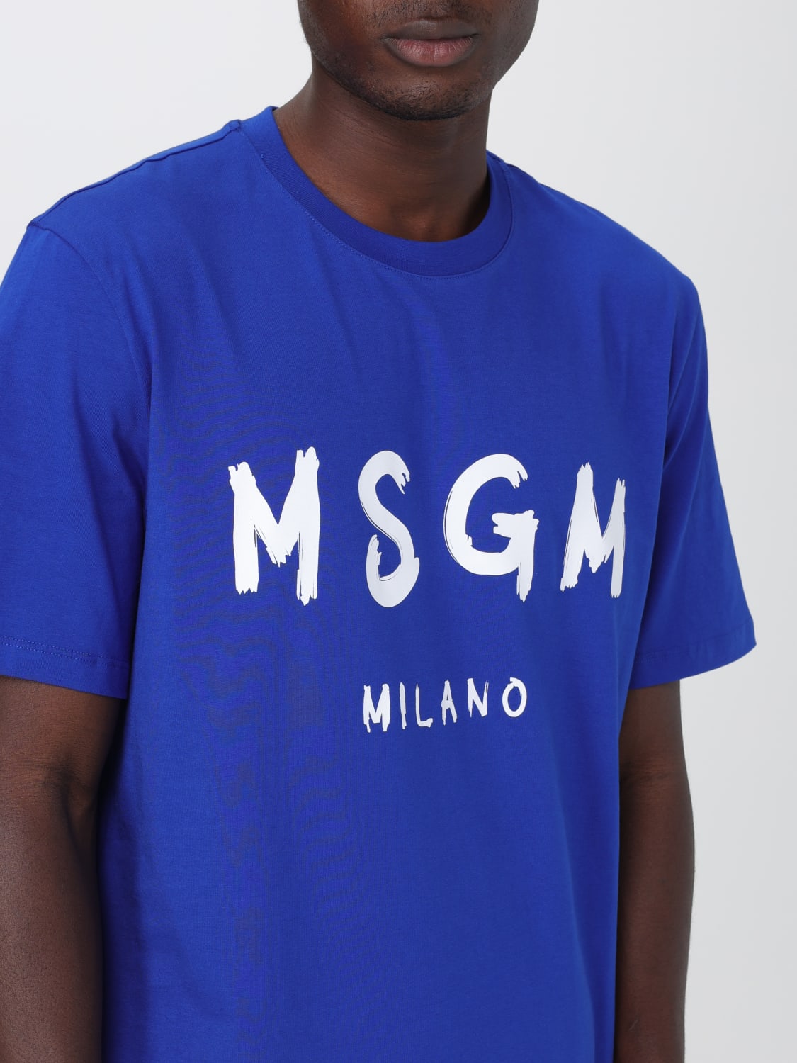 MSGM: cotton t-shirt - Blue | MSGM t-shirt 3540MM510237798 online