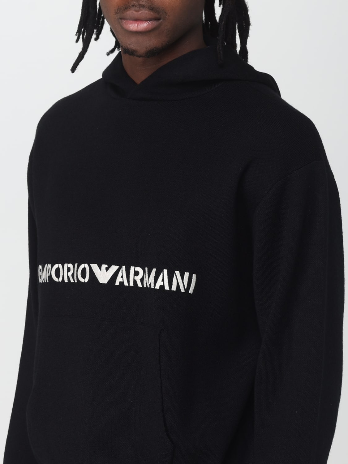 EMPORIO ARMANI sweatshirt in wool blend with logo Black 2