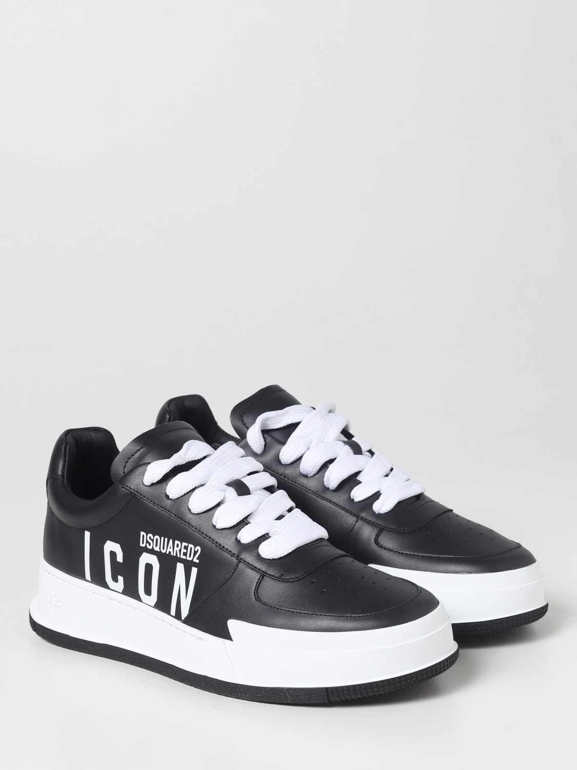 DSQUARED2: Canadian sneakers in leather with printed logo - Black