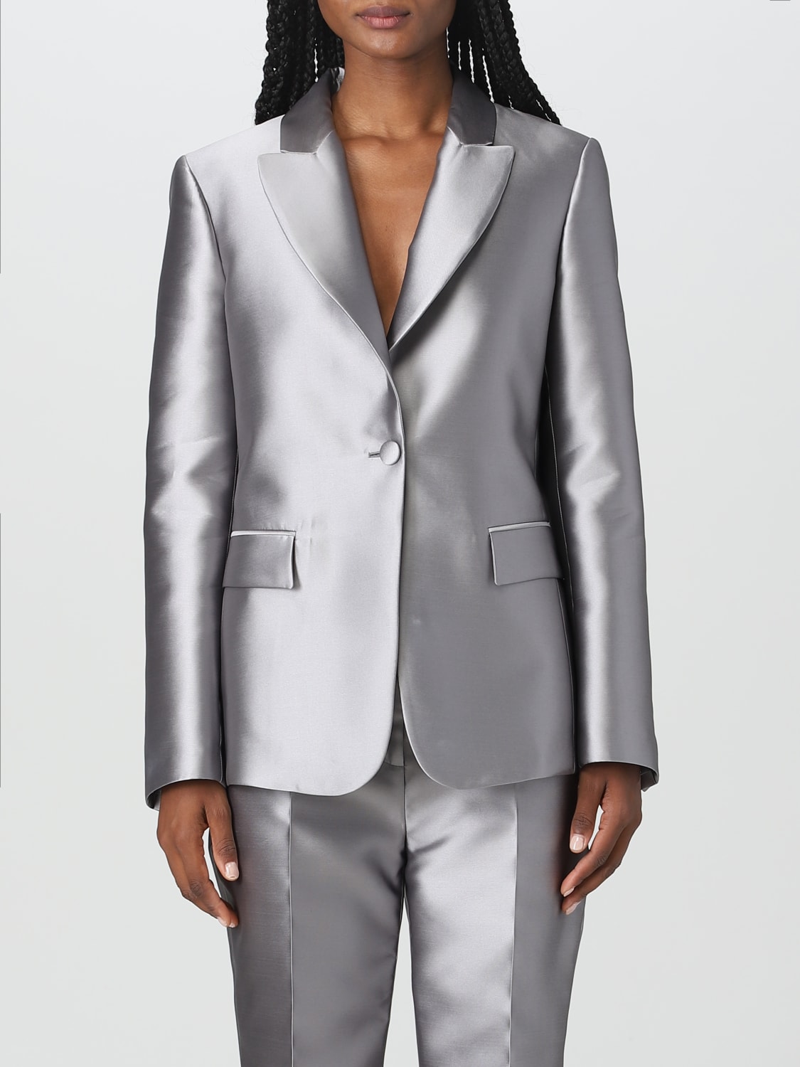 Silver hot sale satin blazer