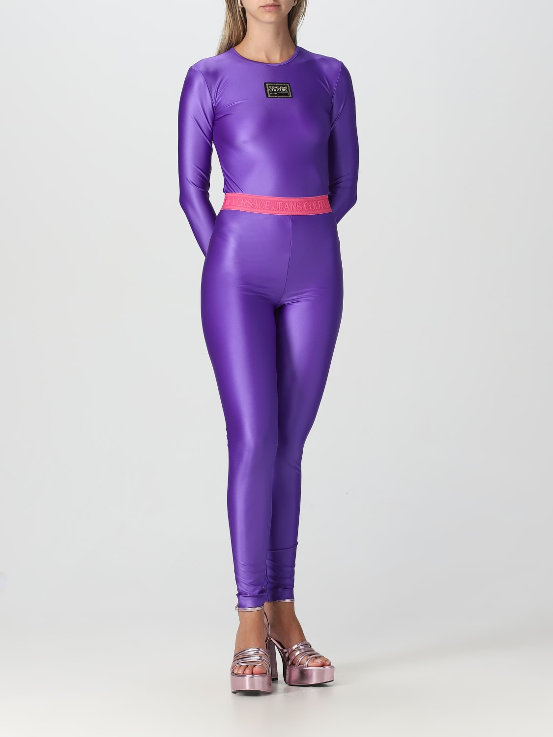 Versace Jeans Couture SHINY - Leggings - Trousers - violet/purple