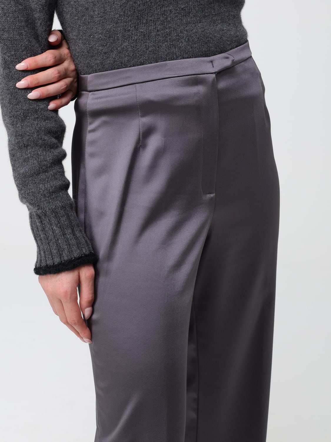 TROUSERS WITH SATIN WAISTBAND - Anthracite grey