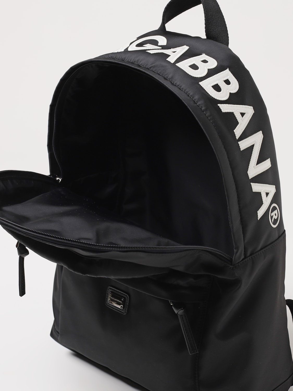DOLCE & GABBANA: backpacks in nylon with embroidered logo - Black