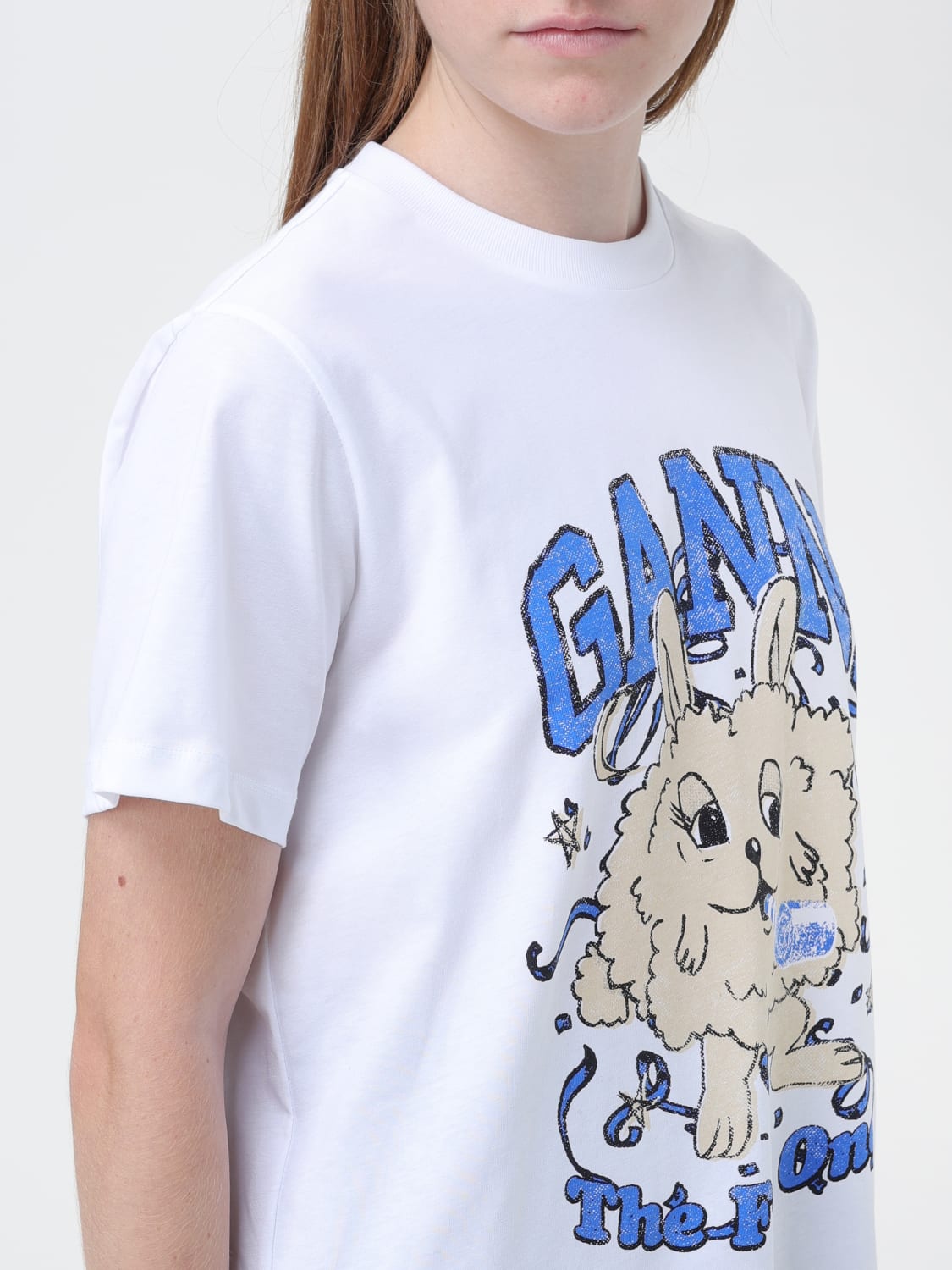 GANNI: organic cotton t-shirt - White | Ganni t-shirt T3673 online