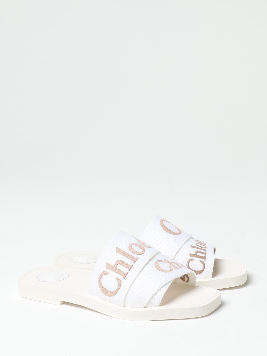 Chloe woody flat online sandals white