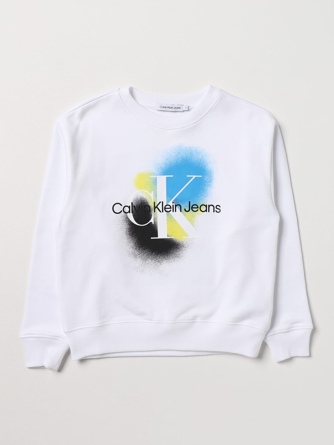 CALVIN KLEIN JEANS: sweater for boys - White | Calvin Klein Jeans sweater  IU0IU00437 online at