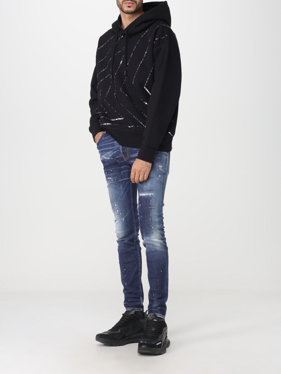 DSQUARED2 sweatshirt in cotton with sequins Black Dsquared2