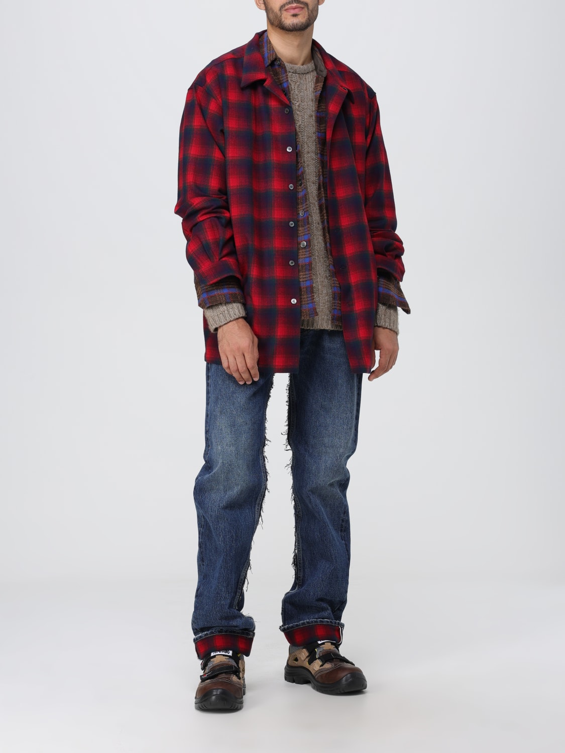 MAISON MARGIELA: shirt in Pendleton check wool - Red | Maison