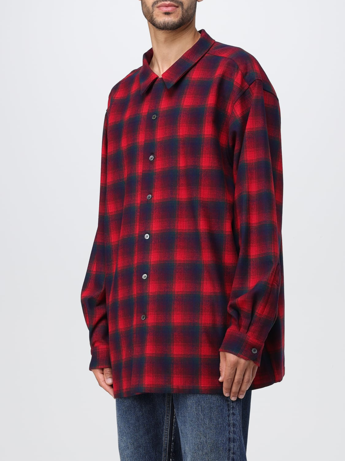 MAISON MARGIELA: shirt in Pendleton check wool - Red | Maison