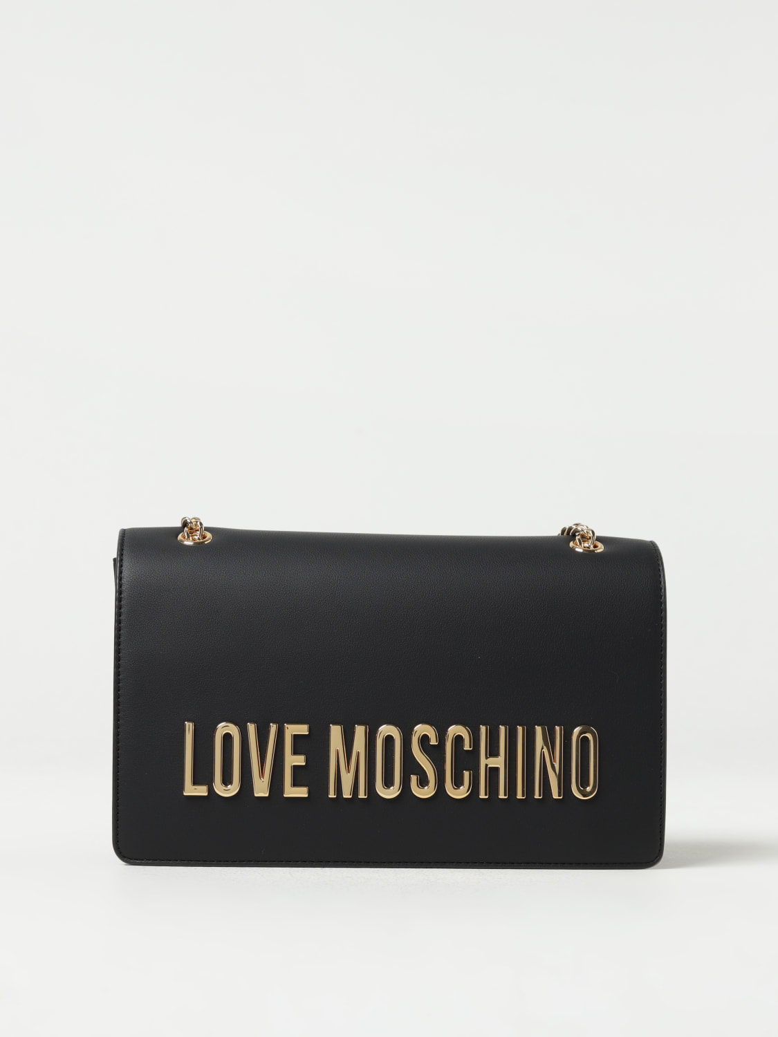 LOVE MOSCHINO: bag in synthetic leather with applied logo - Black